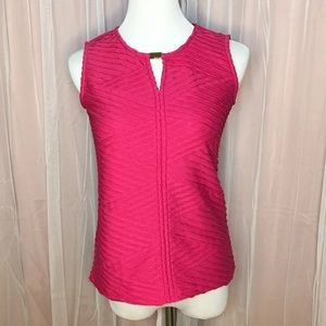 Calvin Klein Pink Pleated Top with Gold Accent